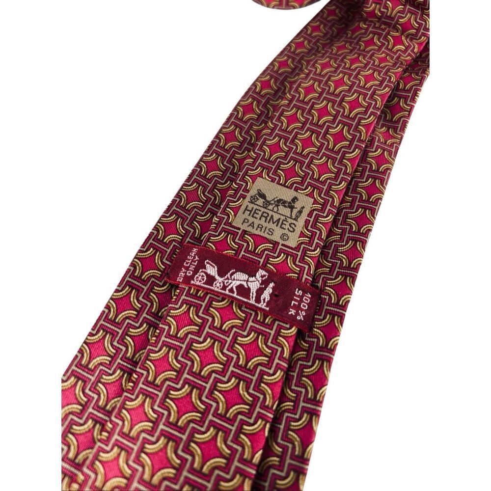 Hermes Silk Vintage Tie Geometric Print - Picture 2 of 2
